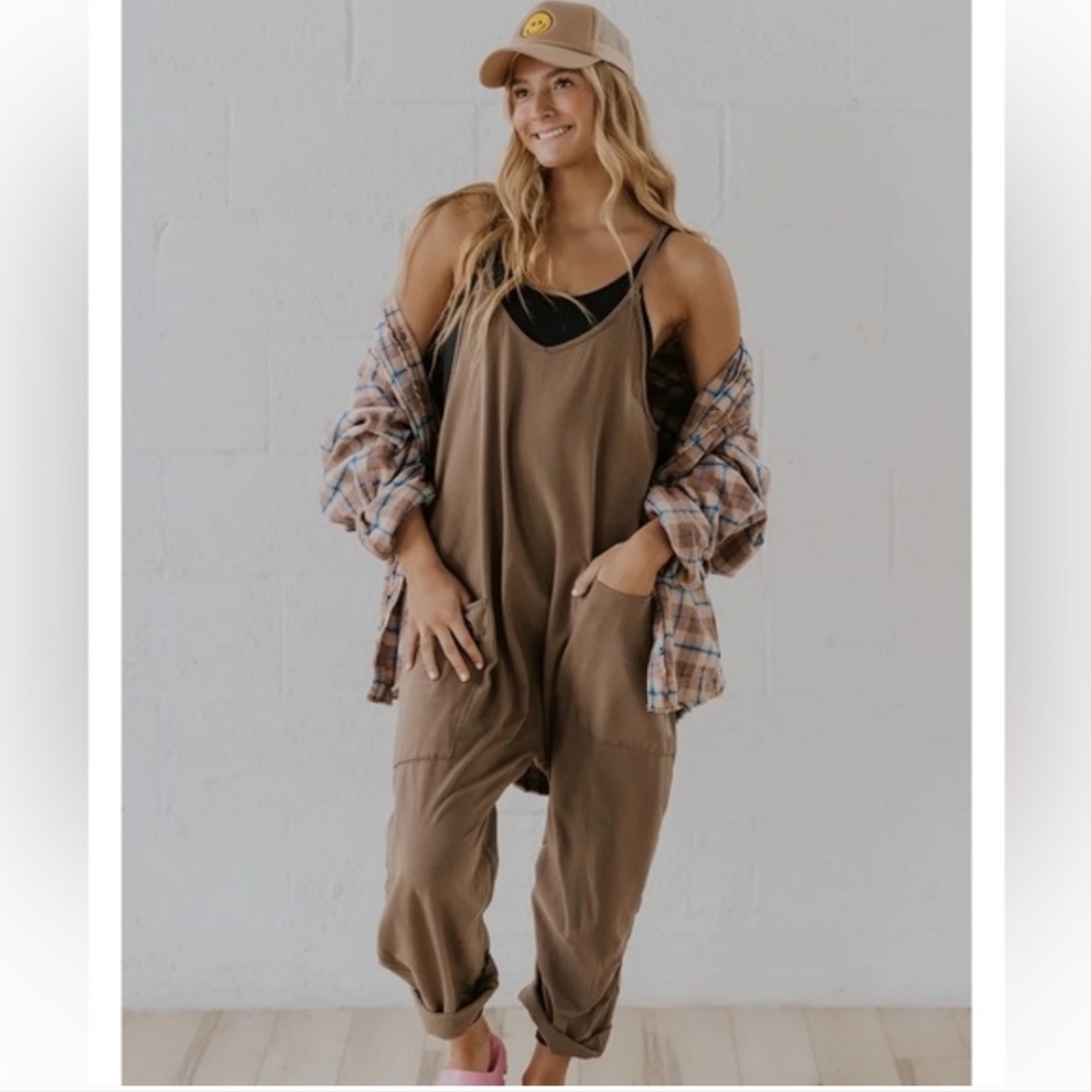 Free People Movement Hot Shot Onesie Brown